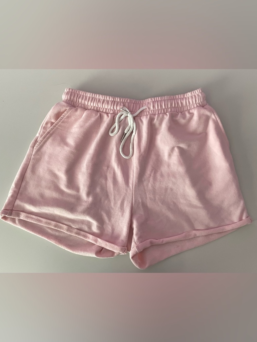 SHEIN Light Pink Drawstring Athletic Lounge Shorts
